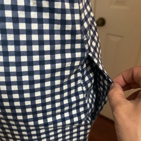 Lands End Navy & White Gingham V‑Neck Women’s Stretch Dress - Picture 8 of 9